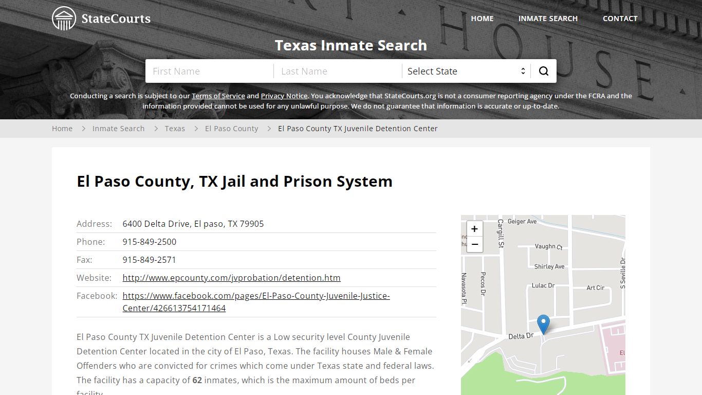 El Paso County TX Juvenile Detention Center Inmate Records ...