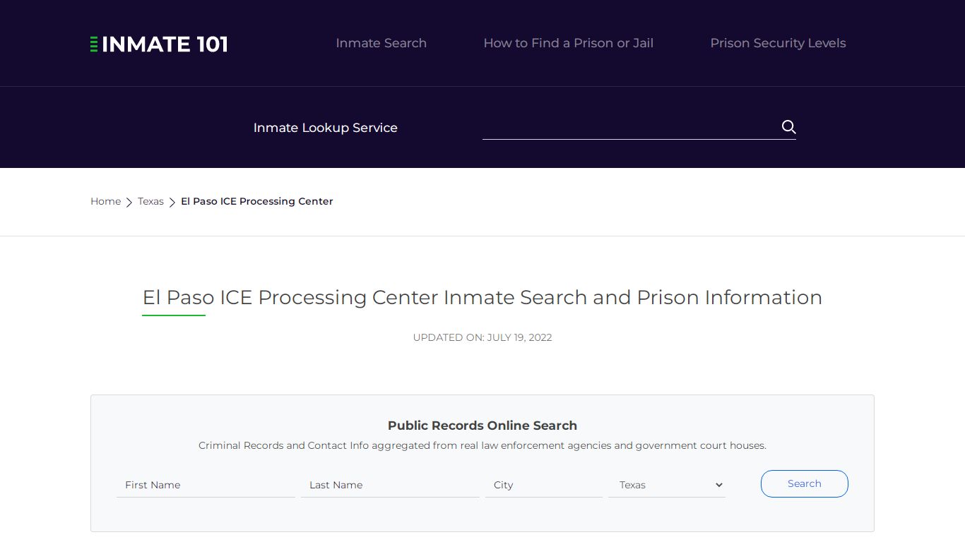 El Paso ICE Processing Center Inmate Search, Visitation ...