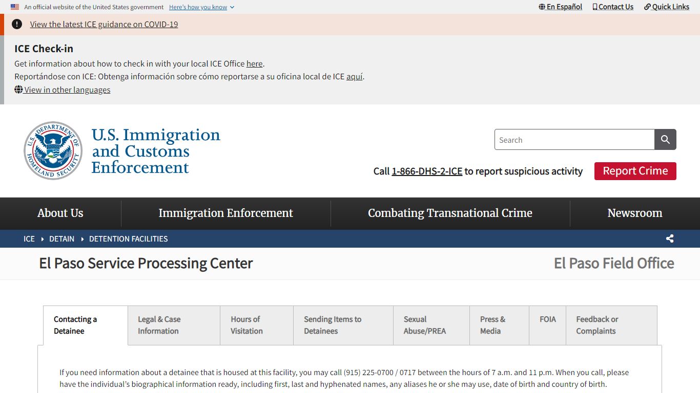 El Paso Service Processing Center | ICE